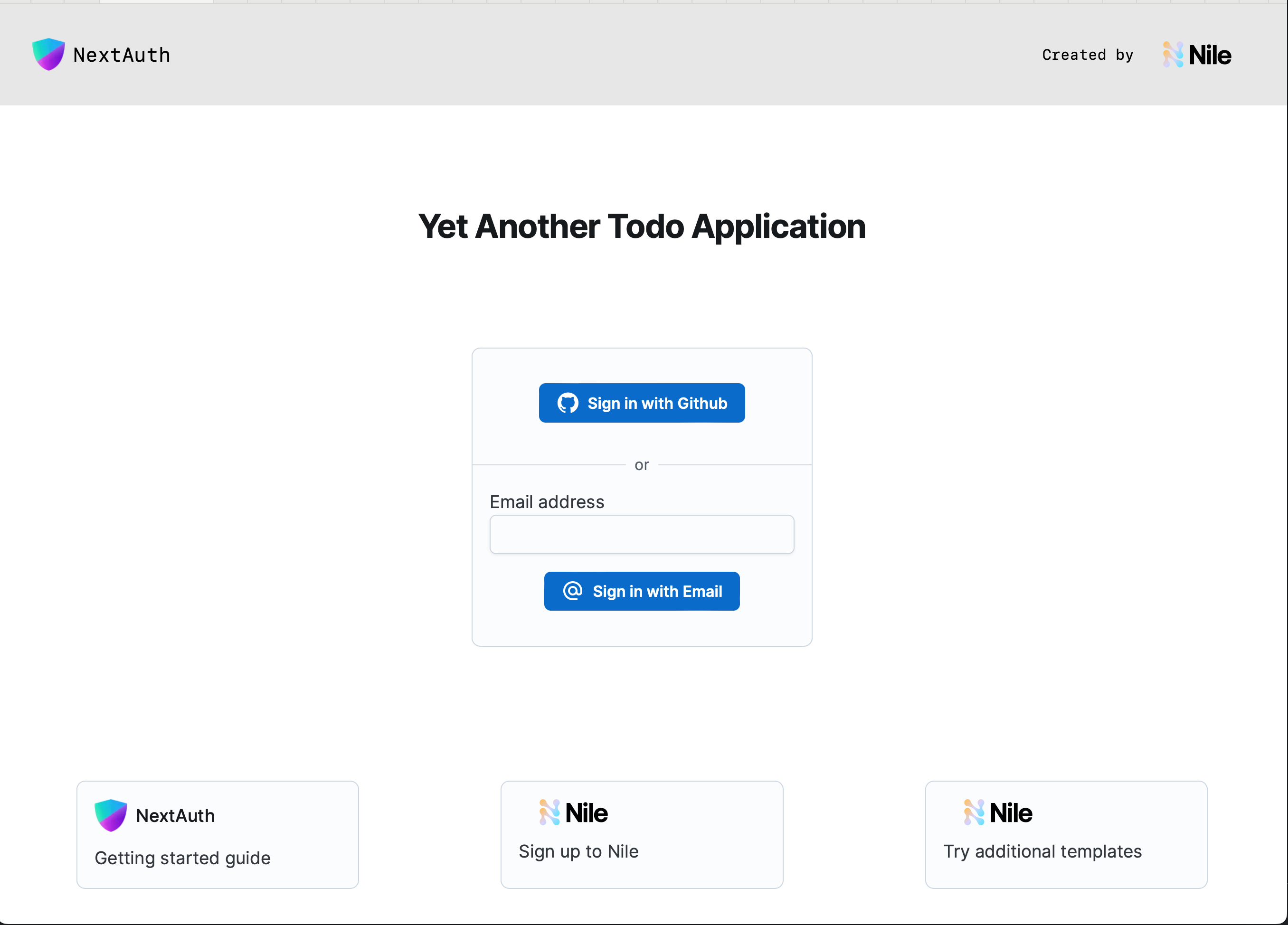 screen shot for Todo List with NextAuth-based Authentication template